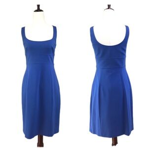 ELIE TAHARI Blue Bodycon Sleeveless Dress Scoop Neckline Midi Tank Dress Size 6‎
